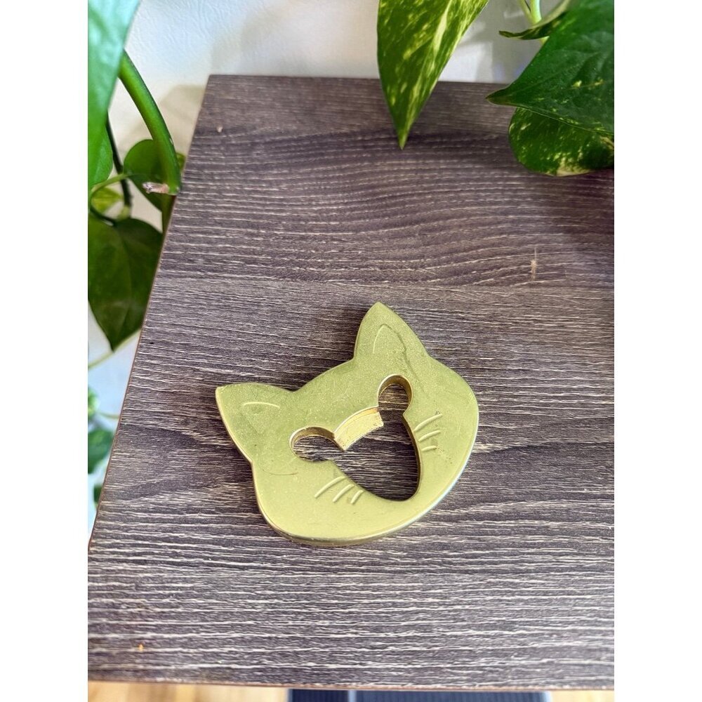 Gold cat metal bottle opener